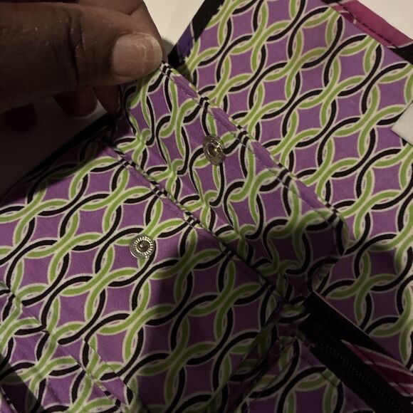 Vera Bradley  Trifold  Wallet- Magnetic Snap/ Black Multicolored Floral- Retired - Picture 13 of 15